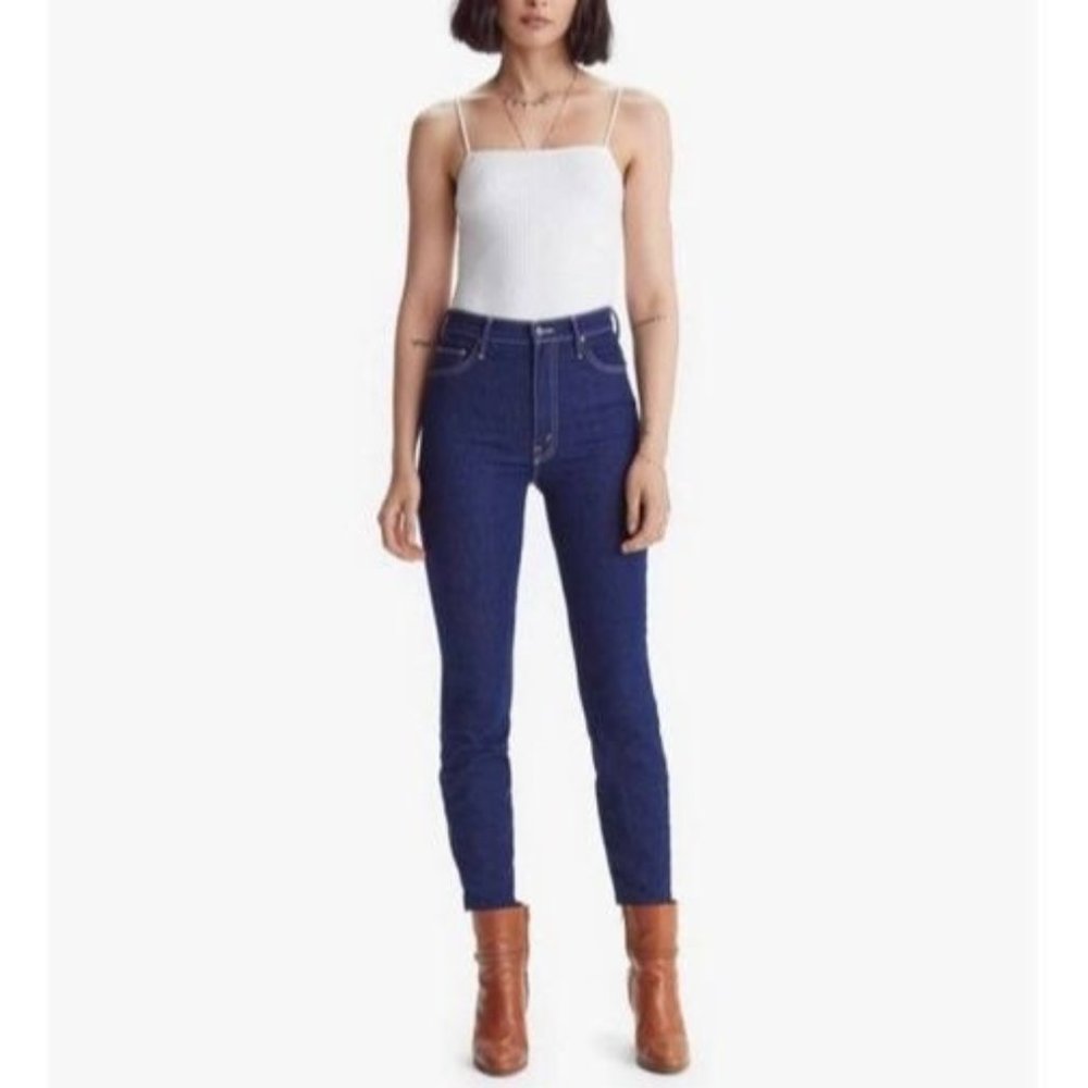 High-Waist Skinny Jeans in Dark Blue
